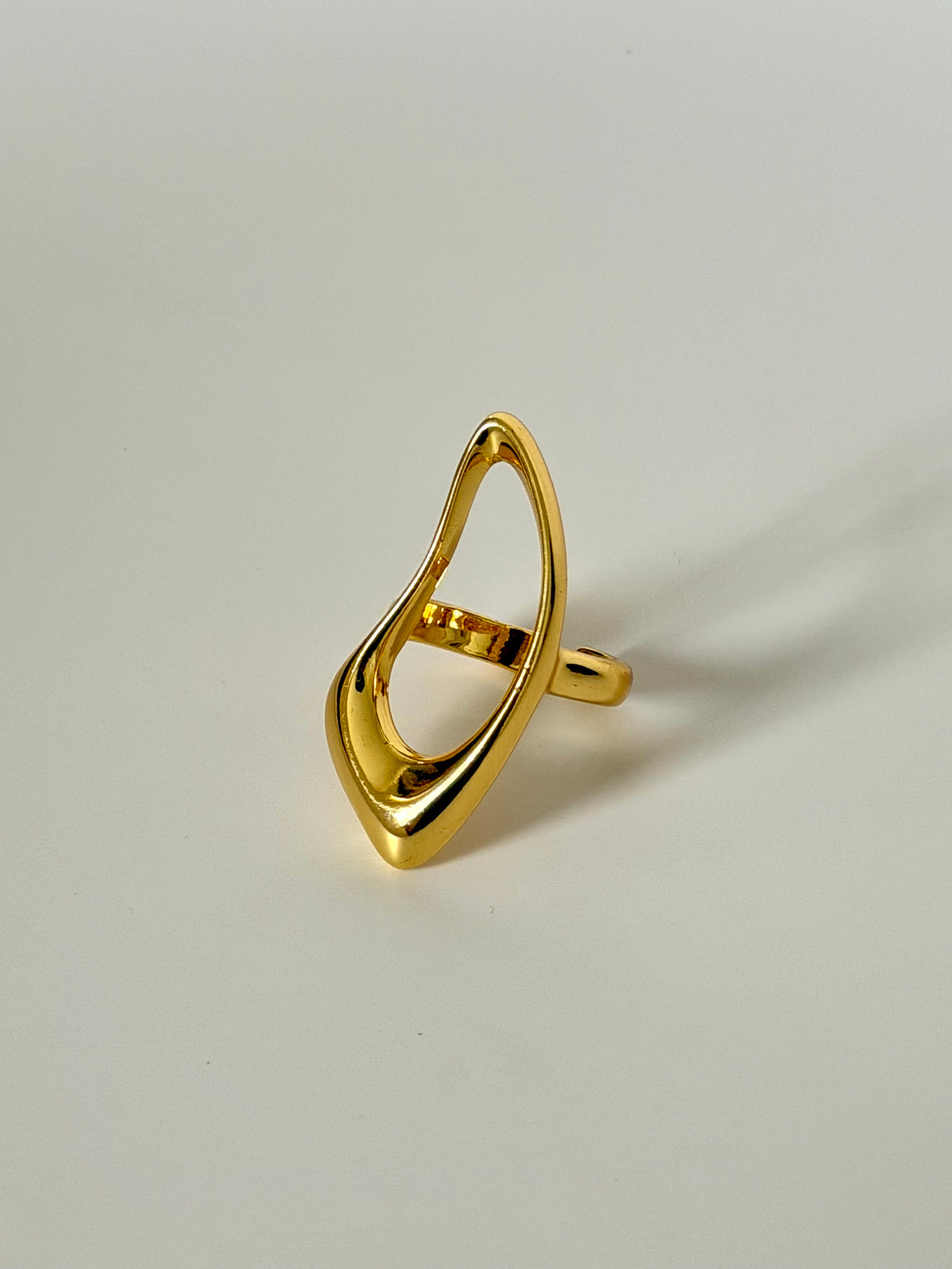 Alora gold statement ring side view